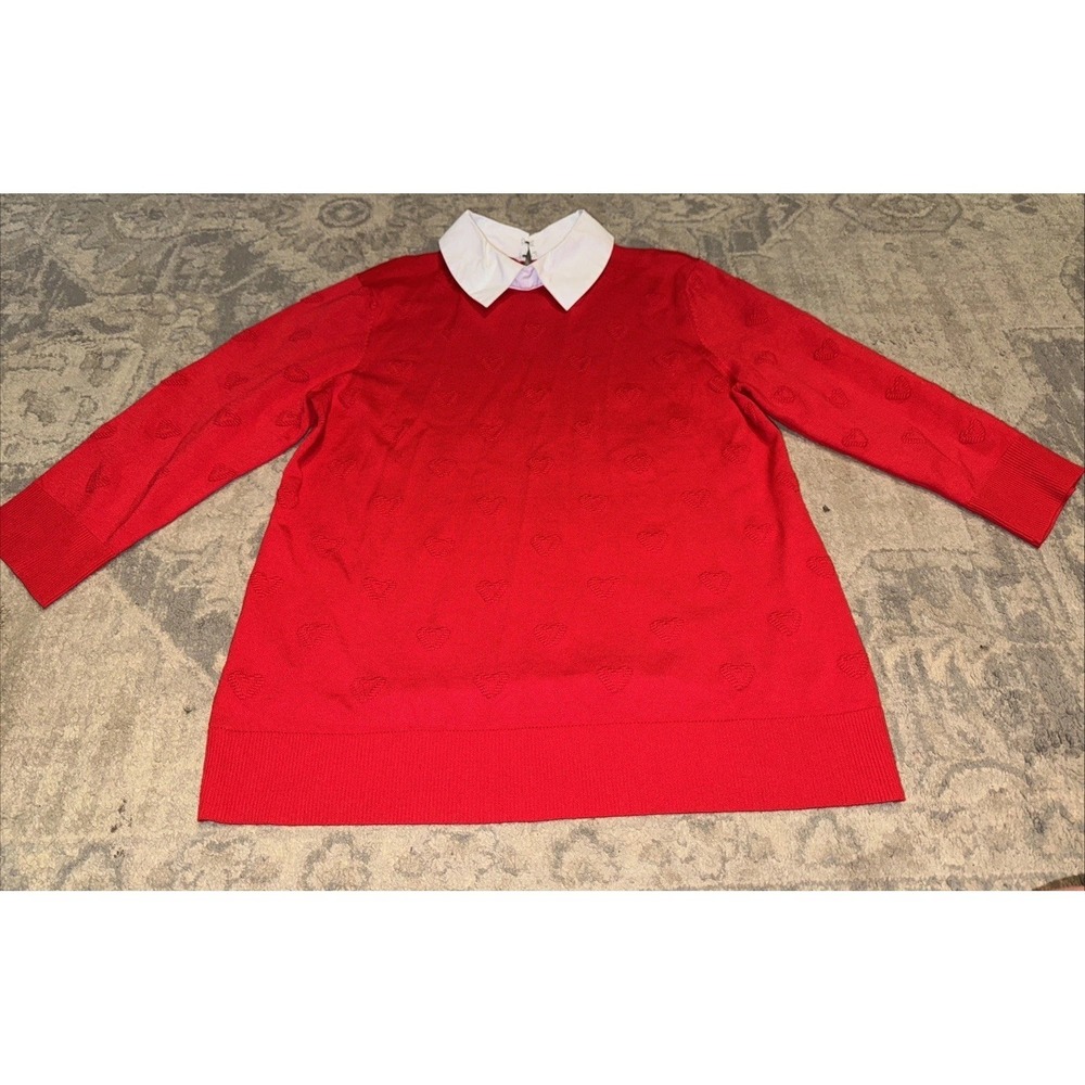 Cable &‎ Gauge Knit Sweater Red Heart Collared Women's Sz XL X-Large